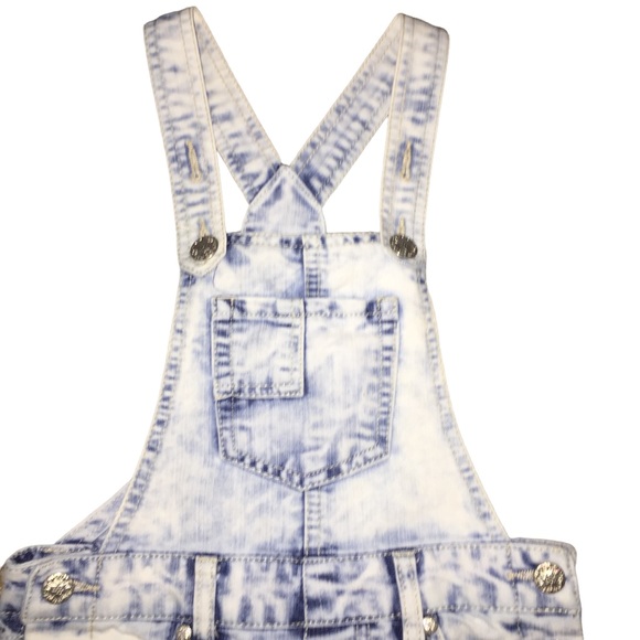 Squeeze Acid Wash Shorts Overalls Size 7 Shortalls Denim Retro Style Cute - Picture 2 of 10